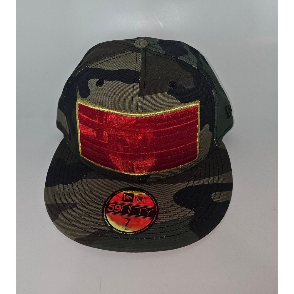 Fitted Hawaii Slapswind Red Hawaiian Flag New Era 59Fifty Hat Sz 7 Cap Camo HI